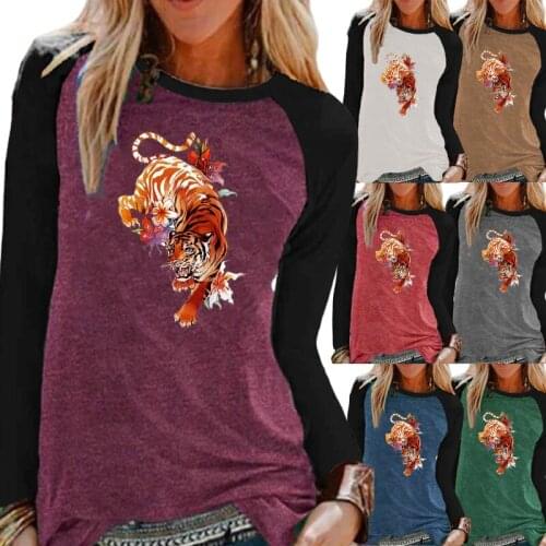 Autunm and Winter Fashion Printing Raglan Long Sleeve Round Neck Pullover Loose Casual Shirt Plus Size Tops Women Clothing