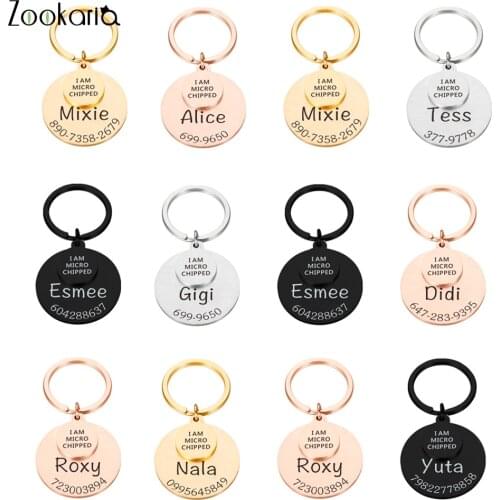 Personalized Pet ID Tag I AM MICRO CHIPPED Anti-lost Engraved Pet ID Name for Cat Puppy Dog Collar Tag Pendant Keyring Pet