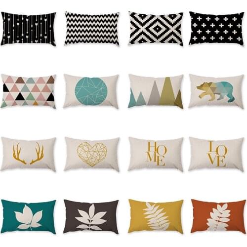 30cm*50cm High Quality Floral Plant Series Cotton Linen Rectangle Cushion Cover Geometric Throw Pillowcases Nordic Home Decor
