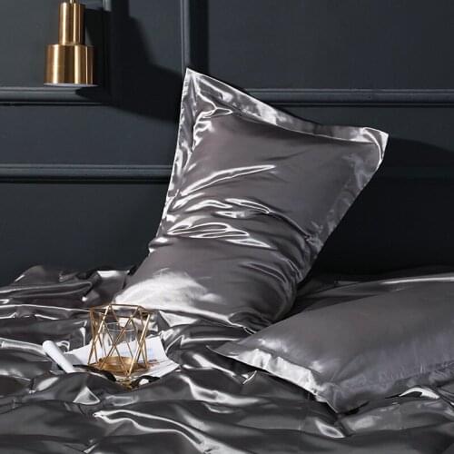 Luxury Pillow Case Silky Satin Pillowcase 1-Piece Solid Color Pillow Cover for Bed Silk Home Pillow Protector 48x74cm