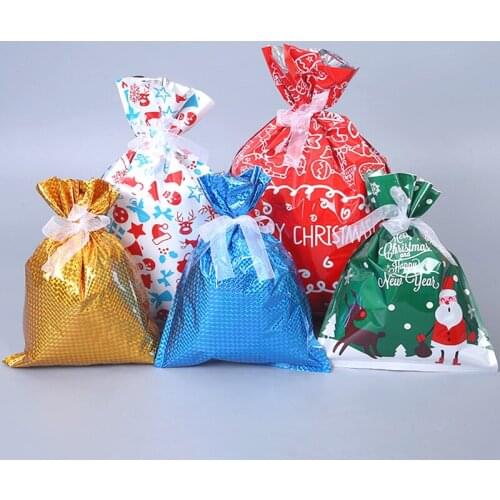 Christmas Gift Packaging Bag Cute Goody Bag Gift Wrapping Party Packaging Bag With Ribbons For Christmas Holiday Gifts