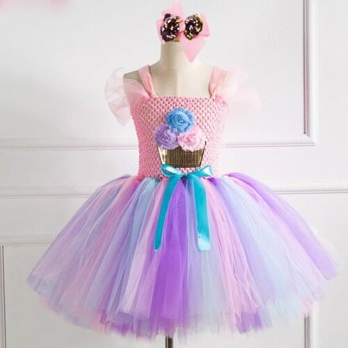 POSH DREAM INS Cake Patch Children Princess Dress Model Show Girls Flower Pot Sequin Shoulder Girls Cartoon Clothes Winter Dress