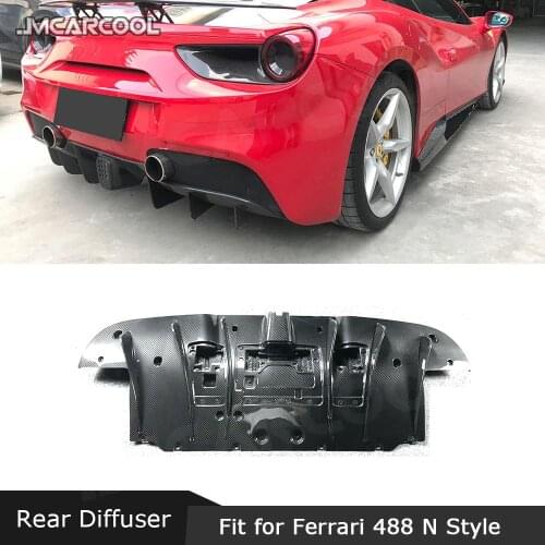 Dry Carbon Fiber Rear Bumper Lip Diffuser FRP Unpainted Black Bumper Cover case for Ferrari 488 N Style 2015-2018
