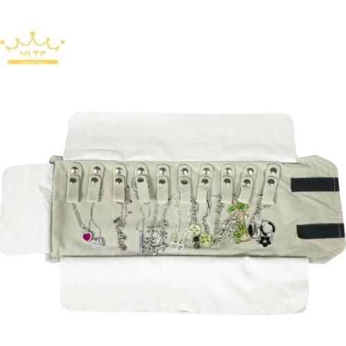 Jewelry Roll Bag For Necklace Pendant Organizer Jewellery Storage Bags Chain Portable Display Cases Black/Grey Velvet 16*12cm