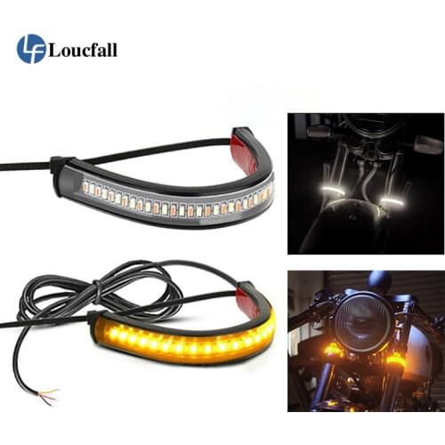 12V LED Motorcycle Turn Signal Light DRL Amber White Moto Flashing Ring Fork Strip Lamp Flashing Blinker lightings