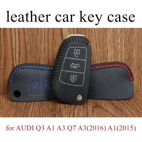 Only Red for AUDI Q3 A1 A3 Q7 A3(2016) A1(2015) A3(2015) S3(2014) genuine leather Hand sewing car key case car accessory
