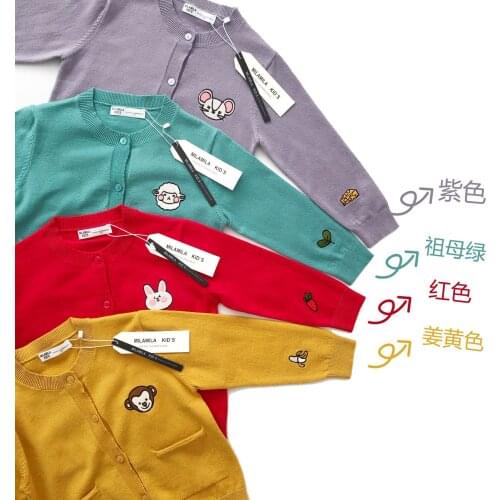 Tonytaobaby Autumn and Winter New Boys and Girls All-match Thin Cartoon Knitted Cardigan Sweater