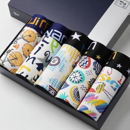 1Pcs/Lot Boxer Shorts Men Underwear Cotton Underpants Comfortable Breathable Male Trunk U Convex Print Panties High Quality