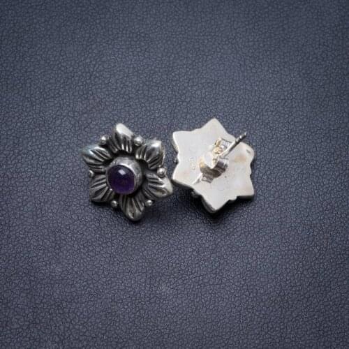 Natural Amethyst Handmade Unique 925 Sterling Silver Earrings 0.5" Y3875
