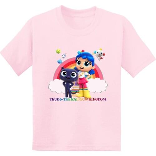 True and the Rainbow Kingdom Cartoon Funny Girls T Shirt Kawaii Kids Clothes Baby Boys Summer Short Sleeve Black T-Shirt,GKT5359