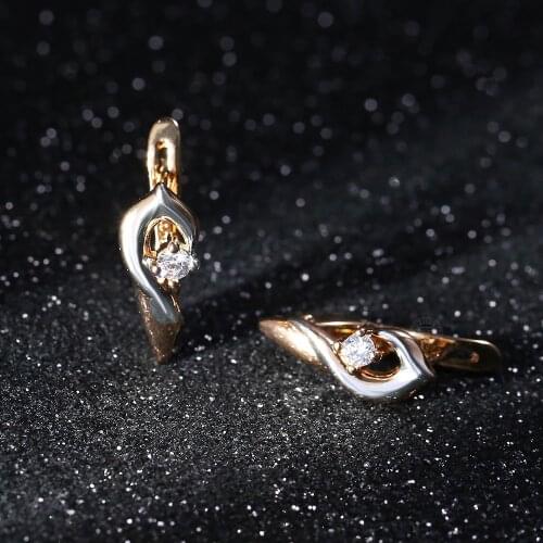 Womens Drop Earrings 585 Rose Gold Wedding Jewelry CZ White Lovely Animal Dolphin Shape Dangle Earrings For Women Girls LGE326A