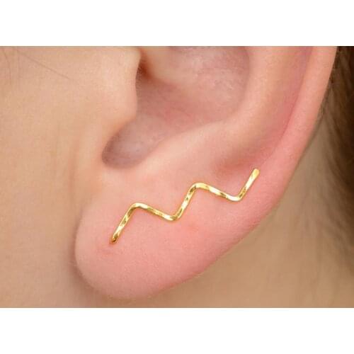 Ear Climber 925 Silver Earrings Handmade Ear Cuff Hammered Gold Filled Jewelry Oorbellen Minimalist Earrings For Women