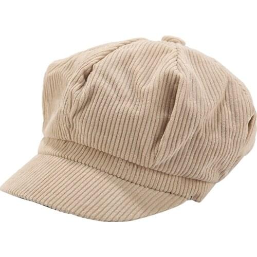 Women Vintage Corduroy British Style Spring Autumn Ladies Caps Leisure Retro Octagonal Ladies Casual Winter Hat Sombrero Mujer