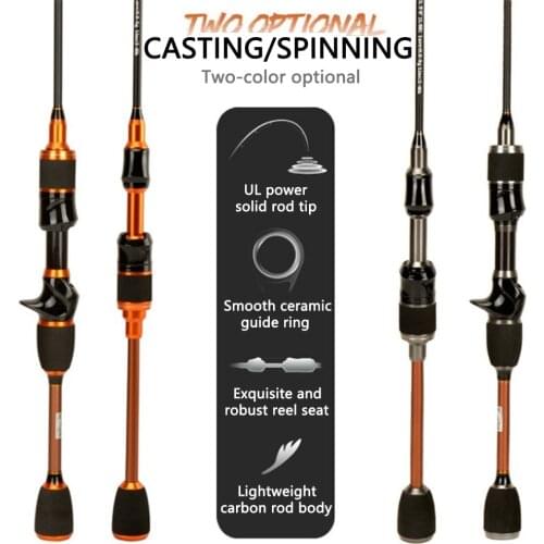 1.68M 1.8M Solid Tip Trout Lure Rod UL Power 0.8-5g 2-6lb Carbon Spinning Casting Rod Protable Fishing Pole With Hard PVC Tube