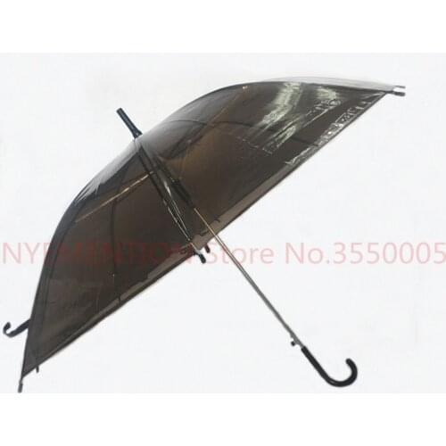 100pcs Transparent Umbrellas Clear PVC Umbrellas Long Handle Rainproof Umbrella