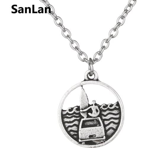 SanLan 12pcs Surf Sea Pendant Necklace Ocean Waves Necklace Beach gift for surfers