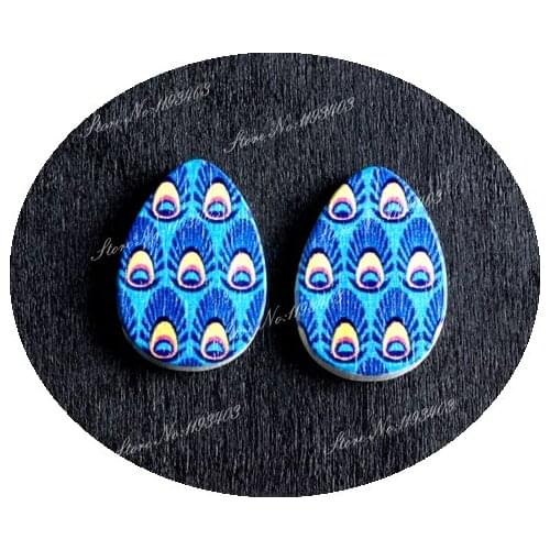 16mm Feather Heart Shape Image Painted Wooded Laser Cut Cabochon to make Rings, Earrings, Bobby pin, pendant