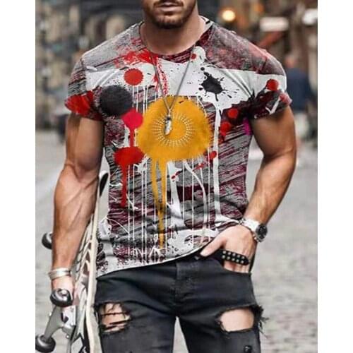 2021 Summer Street Fashion Graffiti Mens Spades 3D Creative Character Casual Shirt Plus Size Short-Sleeved T-Shirt