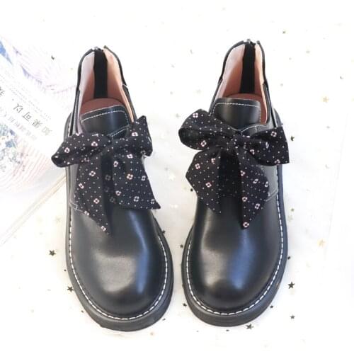 2021 New Fashion Female Kawaii Cosplay Japanese Cute Anime Lolita Martin Boots Women Shoes Harujuku Low Heel Genuine Leather