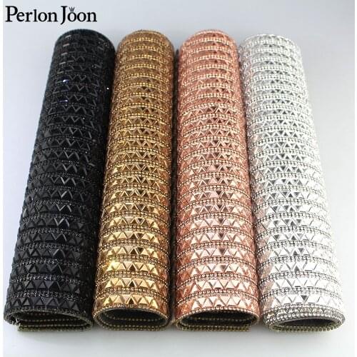 24*40cm Trianglses Glass Rhinestone Mesh Trim Hotfix crystal Fabric Sheets Strass DIY cut Applique For Dress Crafts TR071