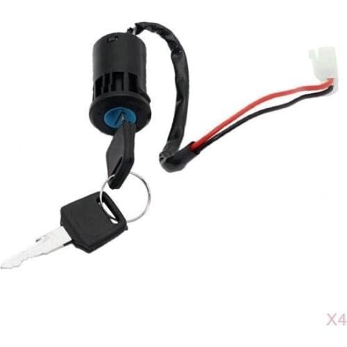 4 Piece 2 Wires Ignition Key Switch with 2 Key for Dirt Bike Motorcycle