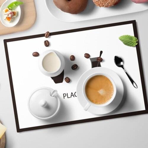 6pc European-style PVC Western Food Heat Insulation Pad Table Mat Rectangular Simple Table Mat Coaster Bowl Pad Heat Pad