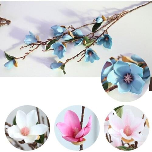 90cm Fake Magnolia Artificial Flowers Long Stem Silk Orchids Flower Branches Vase Pot Arrangement Home Table Party Wedding Decor