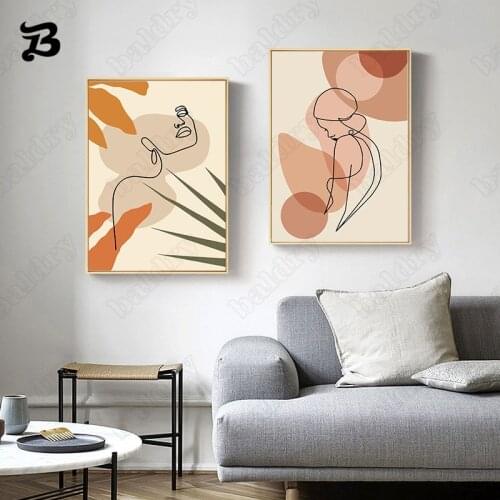 Abstract Modern Landscape Canvas Poster Wall Art The Sun Leaves Face and Human Wall Pictures for Living Room Home Decoration