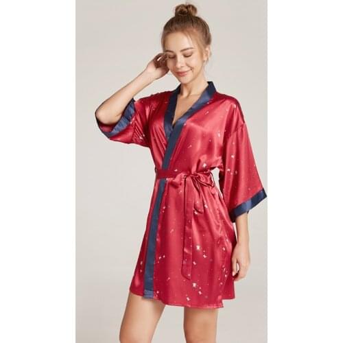 Satin Robes Women Faux Silk Bathrobe Dropshipping Kimono Gown Sleepwear Sexy Home Dressing Gown Birthday Party Lingerie