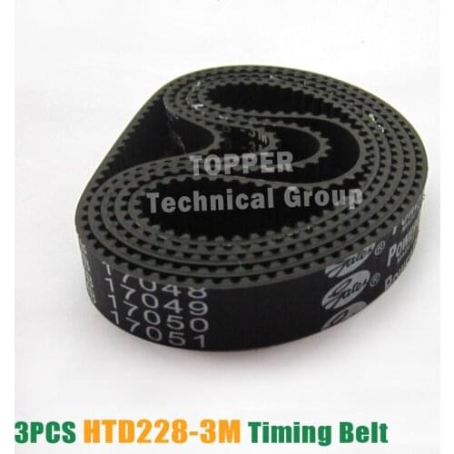 Free shipping.3 PCS High Quality 228mm HTD-228-3M open timing belt width 10mm