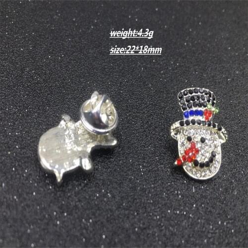 Cartoon brooch Cute rhinestone Mini Button BroochPin snowman Shirt Lapel Pin Collar For Scarf Pins BOC-005