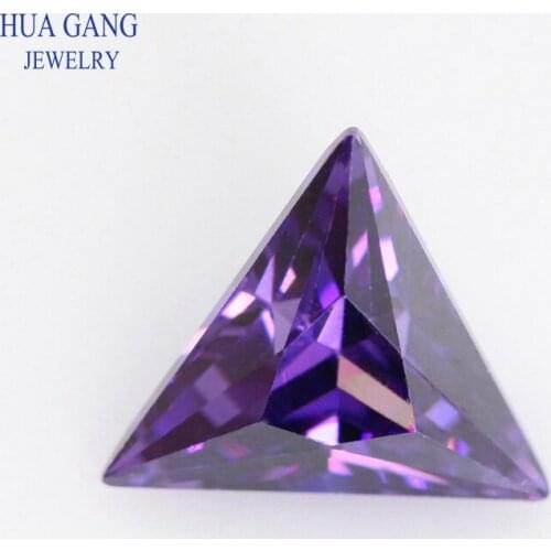 5A Purple Triangle Shape Cubic Zirconia Brilliant Cut Loose CZ Stone Synthetic Gems Beads For Jewelry Size 3x3-12x12mm