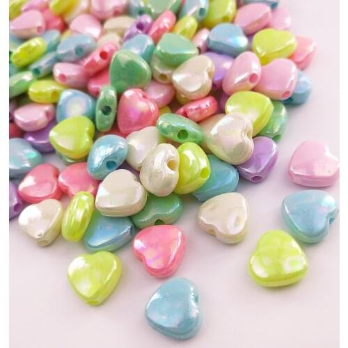 50pcs/lot 11mm Colourful Heart Shape Acrylic Loose Spacer Beads for Jewelry Making DIY Accessories S2106151440Z