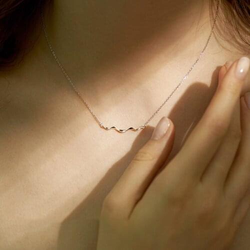 ModaOne Simple Minimalist Dainty Wave Silver Color Clavicle Chain Necklace For Women Korean Fashion Jewelry Gifts s925 Stamp