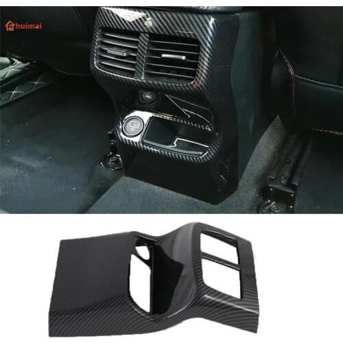 For Kia Seltos 2019 2020 Carbon Fiber Rear Seat Air Vent Cover Trim AC Outlet Frame Covers Stcikers Car Interior Accessories