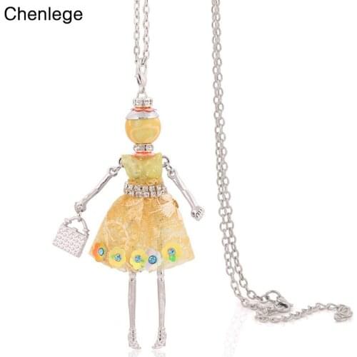 Chenlege fashion female doll necklaces big pendants 70cm long chains ladies big chokers yellow necklace for women free shipping