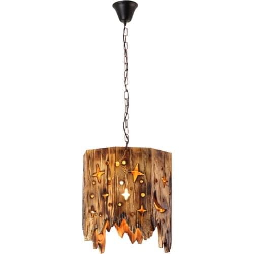 Creative Retro Industrial Style Chandelier Luxury Restaurant Bar Coffee Shop Hanging Light Wood-made Dining Hall Pendant Lamp