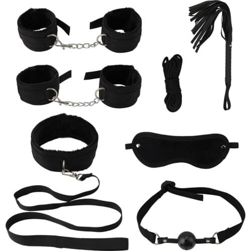 Exotic sex products for adult games leather bondage SM kit handcuffs sex toys whip tail plug female sex products