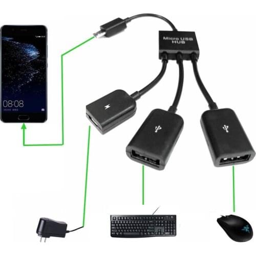 Type-C Cable 3 In 1 Male To Female Micro USB 2.0 Port Power Charging OTG Hub Cable Adapter USB C OTG Host Cable Hub Cord Adapter