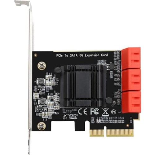 PCIe SATA3.0 Adapter Card 6 Port 6 Gbps PCIe to SATA Controller Expansion Card ASM1166 Chip Support for Windows MAC