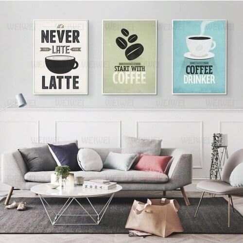 Canvas Painting Print Poster Cafe Coffee Modern Art Canvas Painting Wall Pictures for Kitchen Bar Cafe Decor No Frame