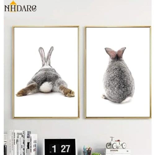 Lovely Animal Rabbit Art Posters and Prints Nordic Wall Art Painting Pictures Decorative for Living Room Home Decor