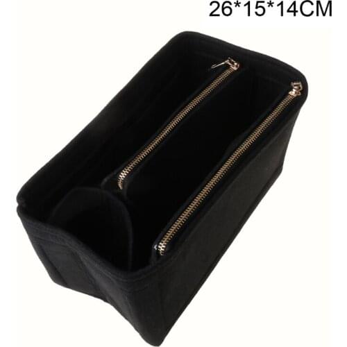 Purse Organizer Insert Felt Bags Handbag with Zipper Tote Shaper Multi Pocket