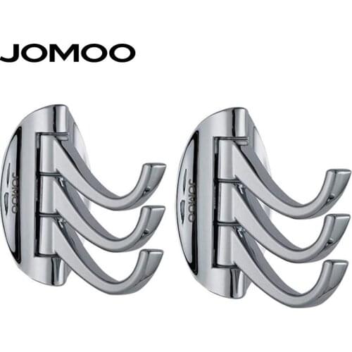 JOMOO Robe Hook, 4 Inch 3 Swivel Hook Zinc Alloy Bathrobe Hook Foldable Towel Rack Coat Clothes Robe Jacket Hanger, 2Pack