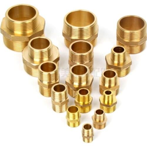 Brass Hex Nipple Pipe Fitting Copper Adapter 1/8 1/4 3/8 1/2 3/4 Male Equal Reducing Coupler Connector Water Gas Plumbing Joint