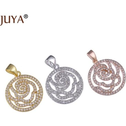 Trendy 2 styles flower charm for bracelets necklaces accessories luxury zircon rhinestone flower charms pendants breloques