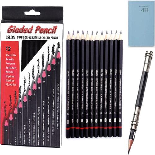 2H-8B Professional drawing pencils set Gift pen holder extender, eraser Art&school sketch pencil Stationery