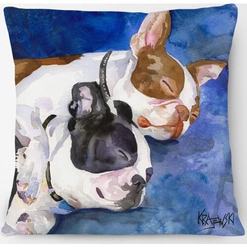 Pug Dog Oil Painting Cushion Covers Lovely Pet Animals Decorative Pillow Case Sofa Chair Decor Pillowcase 45X45cm