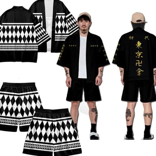 New Tokyo Revengers Kimono Sano Manjirou Ken Ryuguji Haori Anime Shorts Polyester Summer Short-sleeve Tees tops