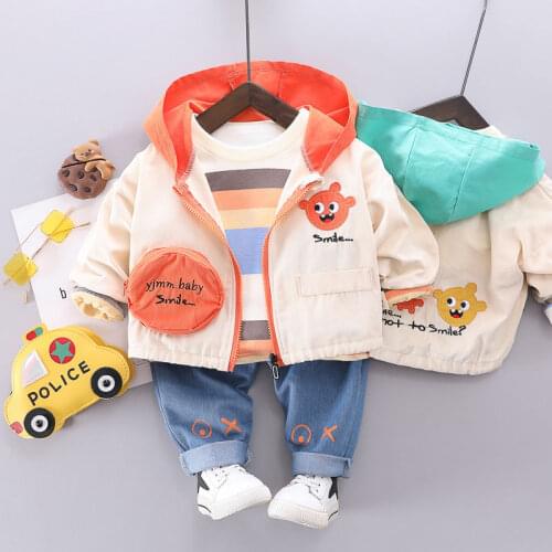 Baby Boys Clothes Cotton Spring Autumn Children T Shirts cartoon Hooded Pants 3Pcs/sets Infant Kid Fashion Toddler Tracksuits